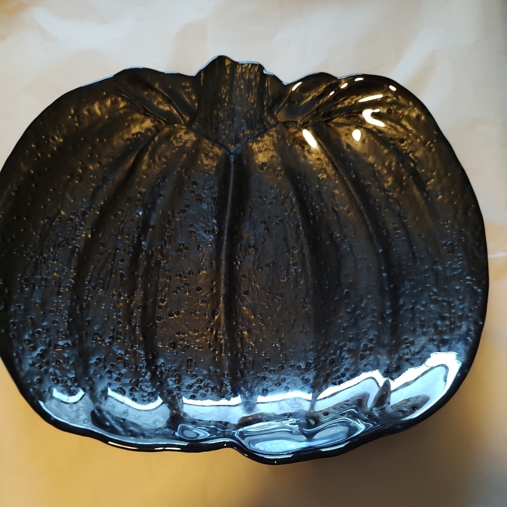 Black Glass Pumpkin Dish